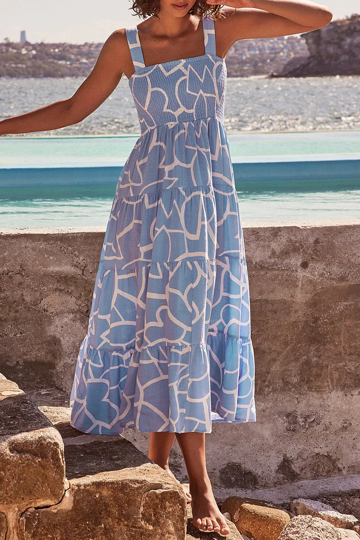 Rhea - Bedrukte jurken met dunne bandjes en urban fashion patches