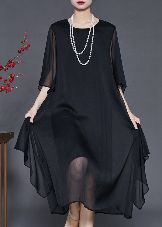 Roanne - Gedrapeerde chiffon maxi oversized jurk