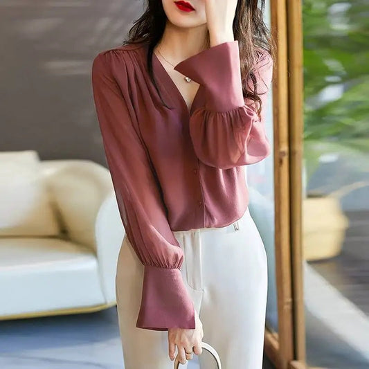 Tenisha Blouse | Geplooide Blouse met manchetmouwen voor vrouwen