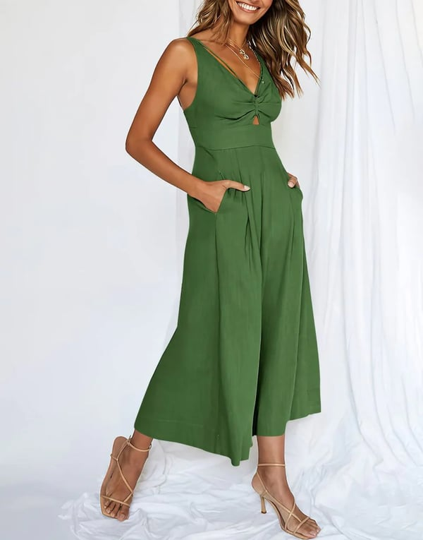 Rosalyn - Jurk met hoge taille en V-hals