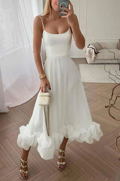 Roseanne - Strapless Midi-Jurk met Ruches voor Middernachtelijke Banketten