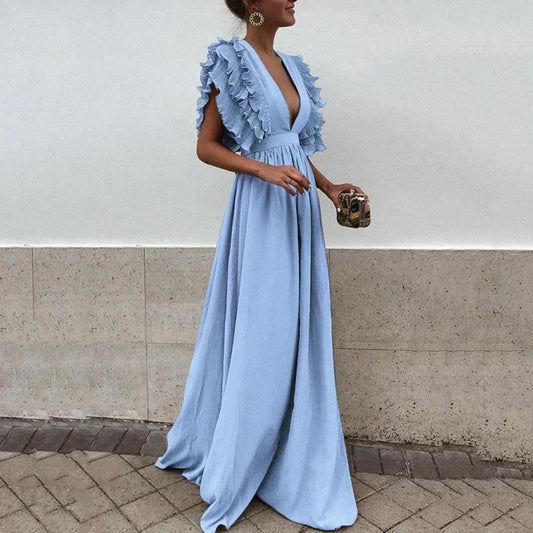 Elegante jurk met gerimpelde mouwen