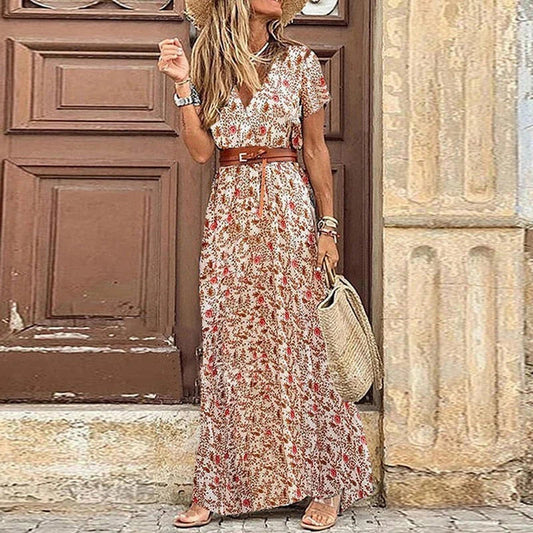 Elegante bohemien jurk met gratis riem