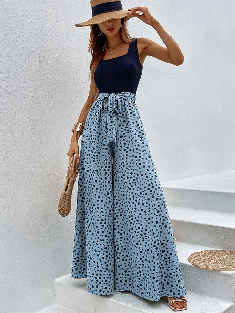 Camille - jumpsuit met wijde pijpen en stippen
