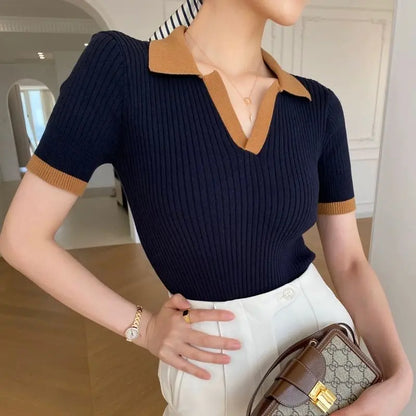 Tarmila Top | Casual Gebreide Top met V-Hals