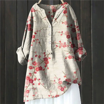 Woubina Blouse | Vrouwen Bloemen Button-Up Lange Mouw Top