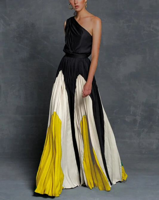 Glamoureuze maxi-jurk met één schouder