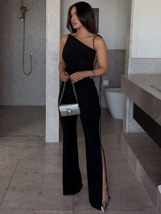 Tazu™ Glamoureuze mouwloze halter jumpsuit