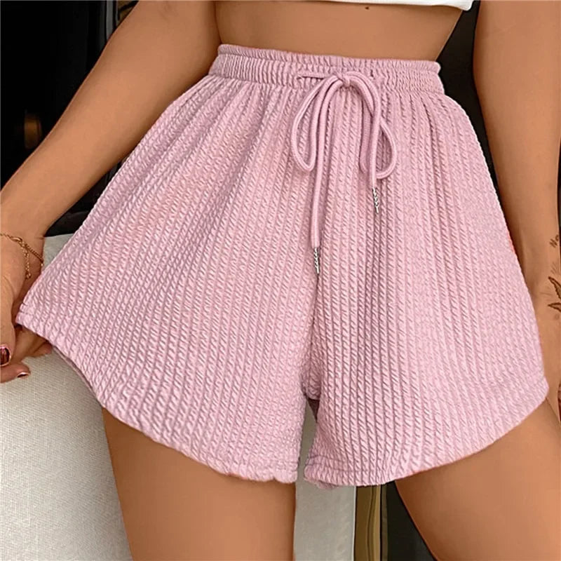 Korte broek met trekkoord en wijde pijpen