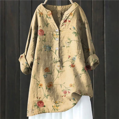 Woubina Blouse | Vrouwen Bloemen Button-Up Lange Mouw Top