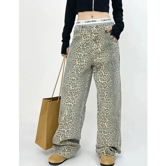 Retro broek met luipaardprint