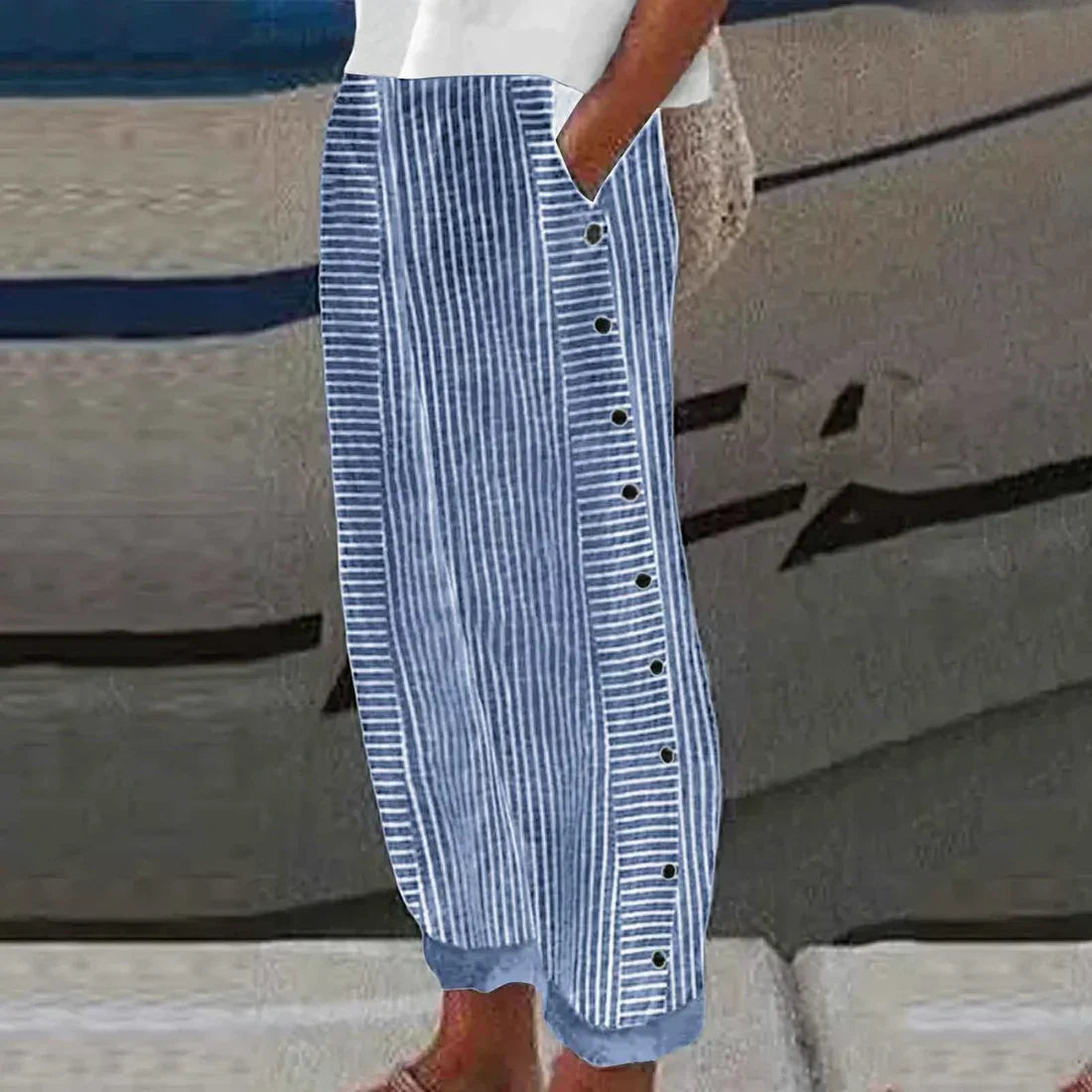 Comfortabele zomerbroek met streeppatroon