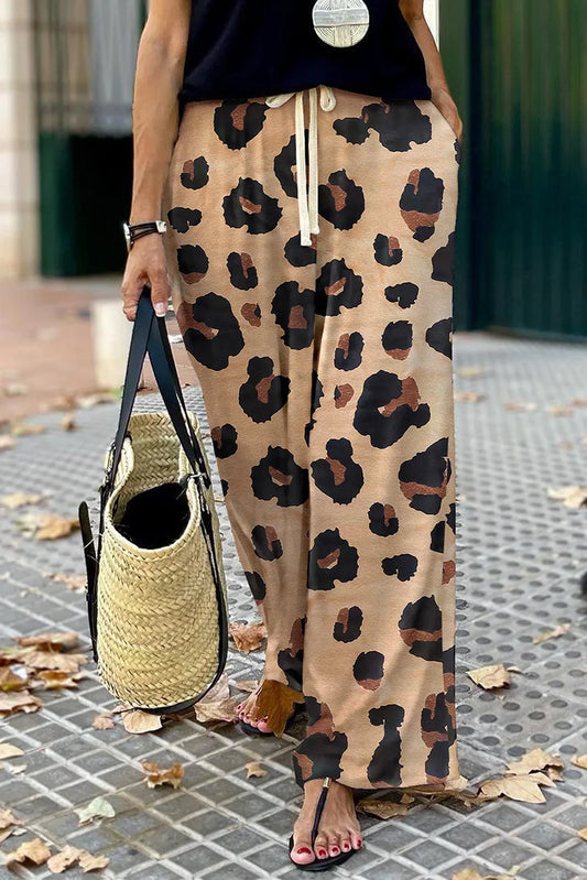 Wijde broek met luipaardprint