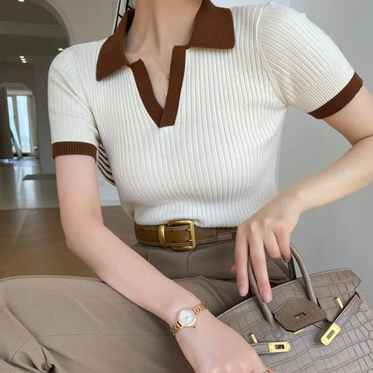 Tarmila Top | Casual Gebreide Top met V-Hals