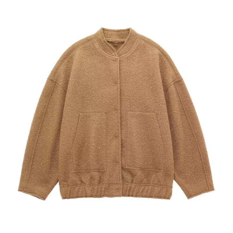 Ophelia | Oversized damesjas Top Coat Lange mouwen Verborgen knopen