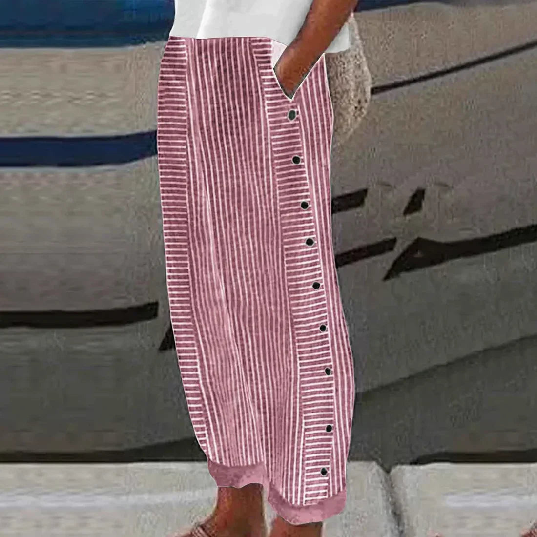 Comfortabele zomerbroek met streeppatroon