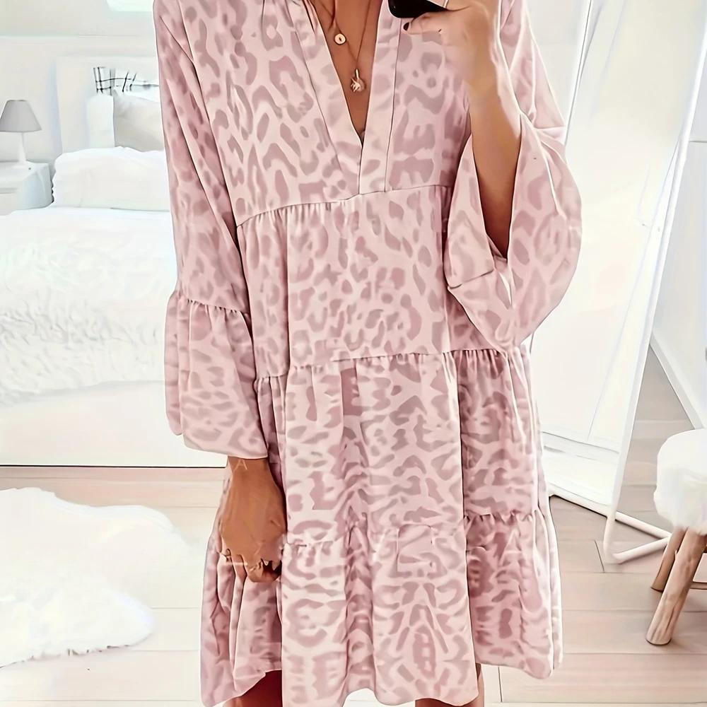 Salem - Boho Jurk met Luipaardprint voor Dames, Grote Maat
