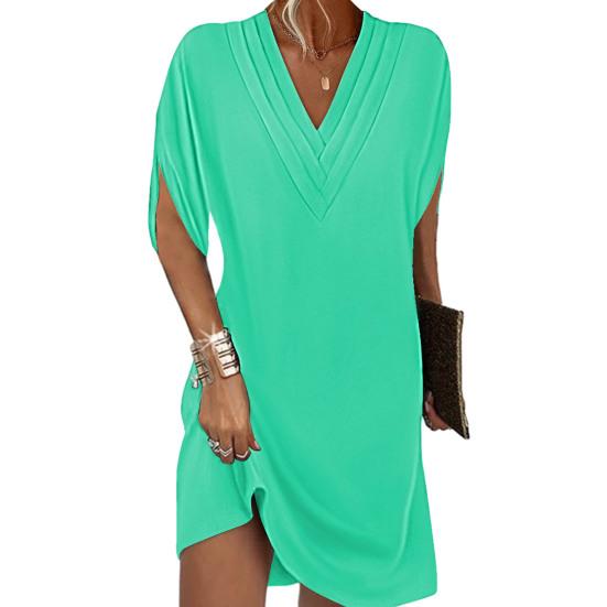 Sally - Elegante en veelzijdige casual jurk met V-hals en halve mouwen