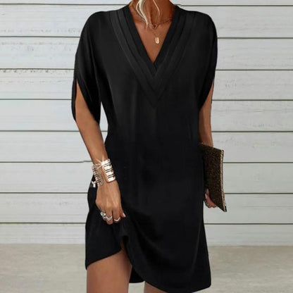 Sally - Elegante en veelzijdige casual jurk met V-hals en halve mouwen