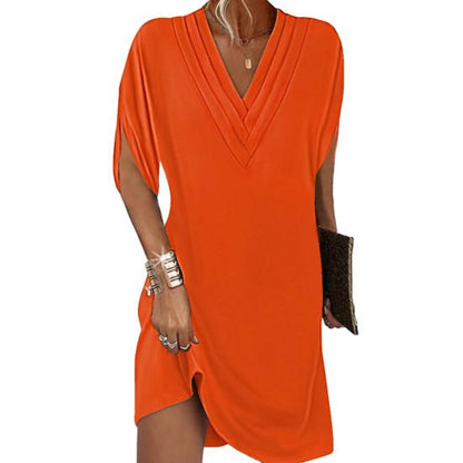 Sally - Elegante en veelzijdige casual jurk met V-hals en halve mouwen