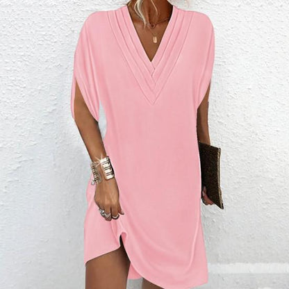 Sally - Elegante en veelzijdige casual jurk met V-hals en halve mouwen