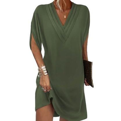 Sally - Elegante en veelzijdige casual jurk met V-hals en halve mouwen