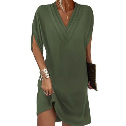 Sally - Elegante en veelzijdige casual jurk met V-hals en halve mouwen