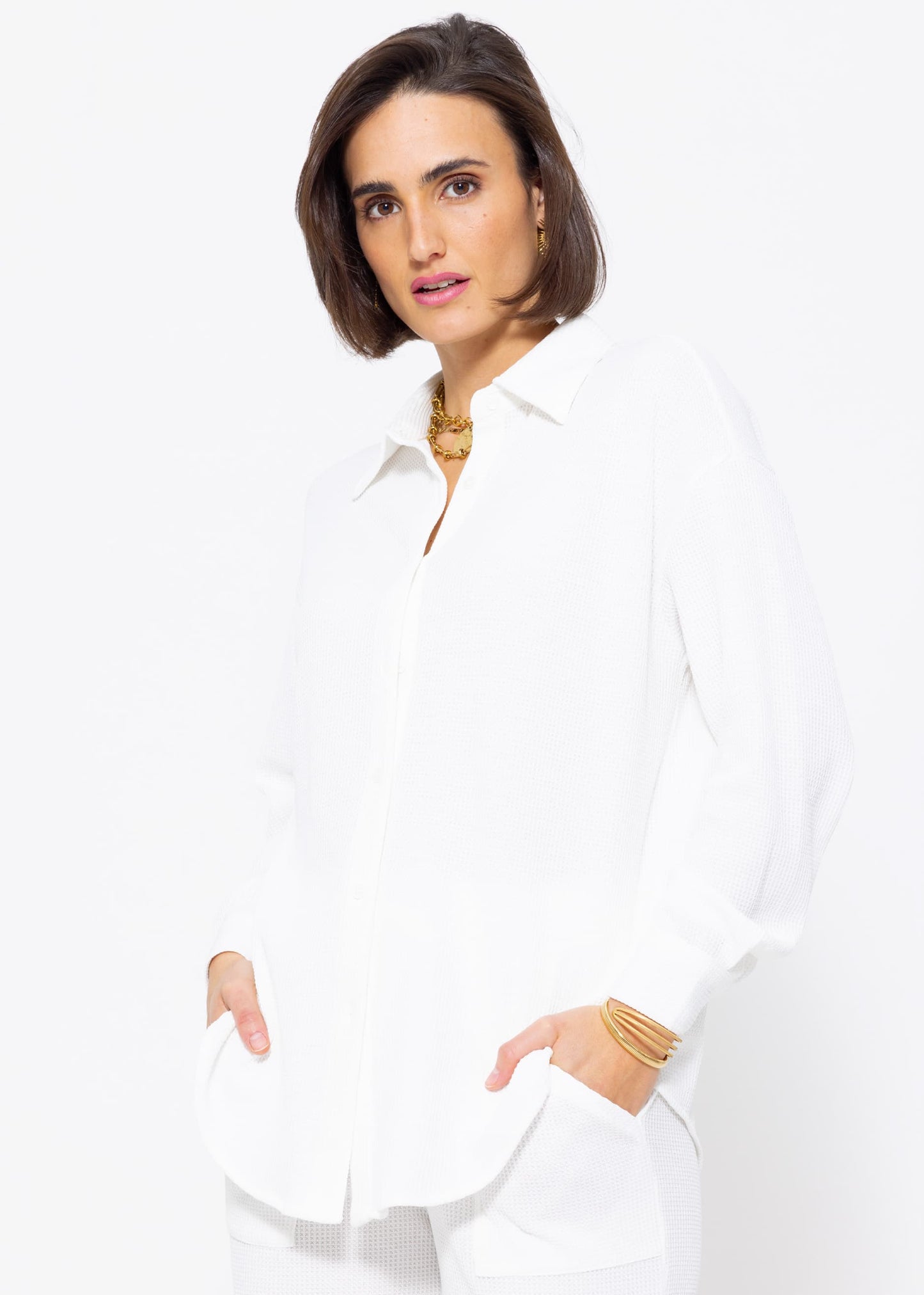 Reina - Oversized blouse in reliëf piqué