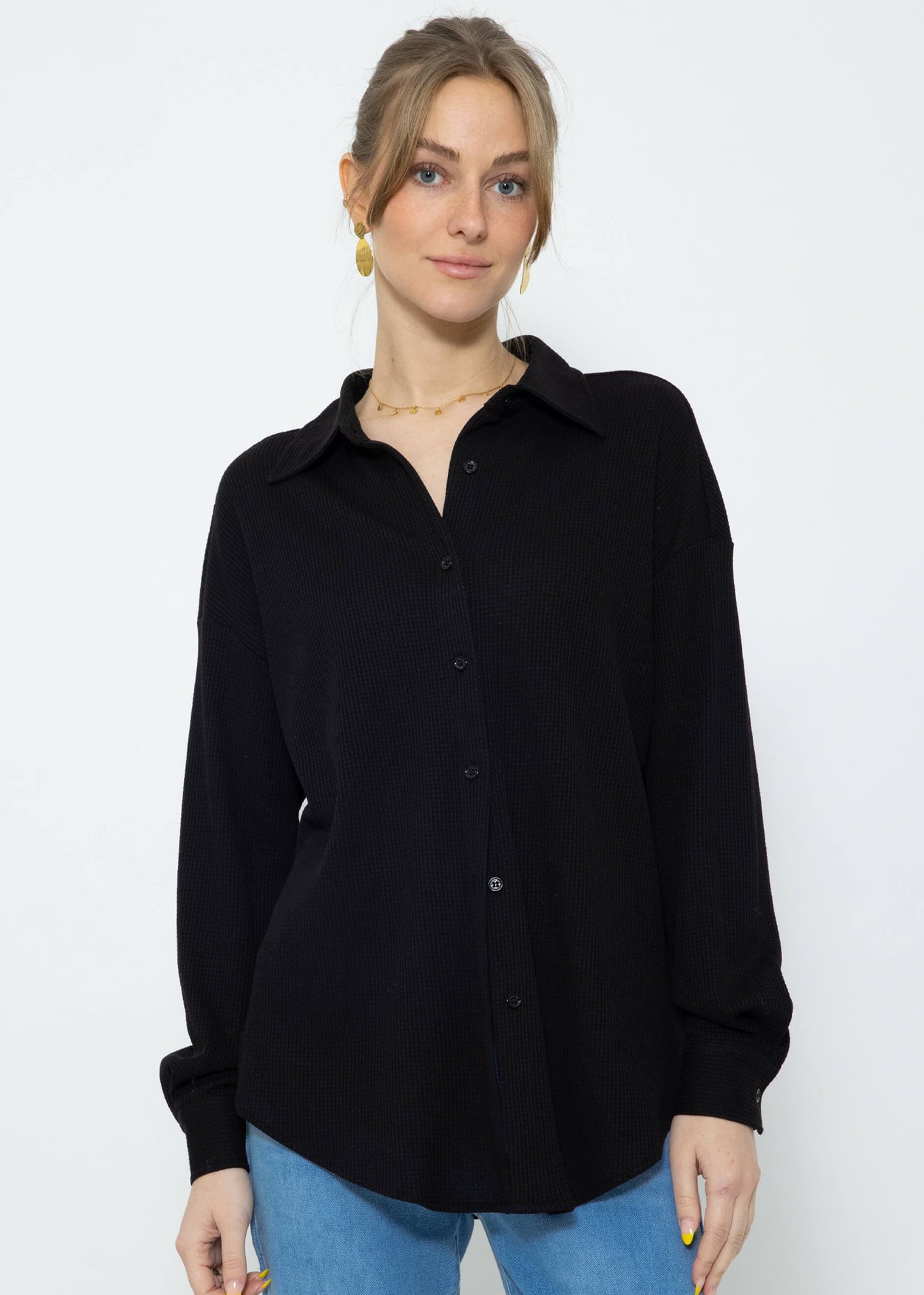 Reina - Oversized blouse in reliëf piqué