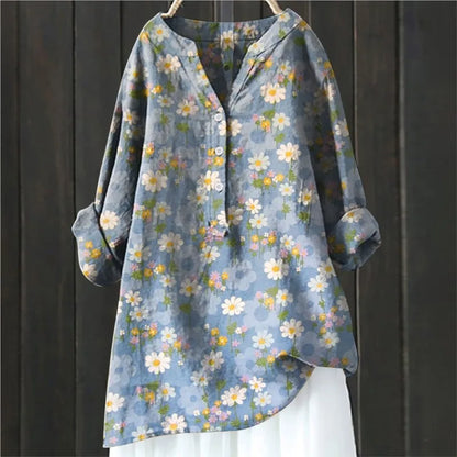 Woubina Blouse | Vrouwen Bloemen Button-Up Lange Mouw Top