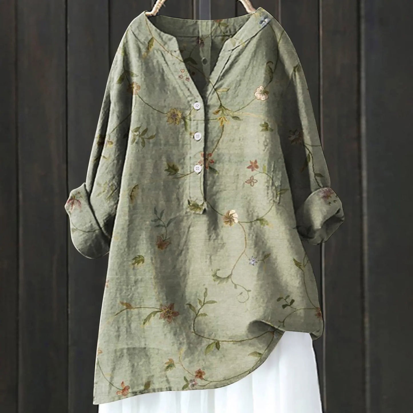 Woubina Blouse | Vrouwen Bloemen Button-Up Lange Mouw Top