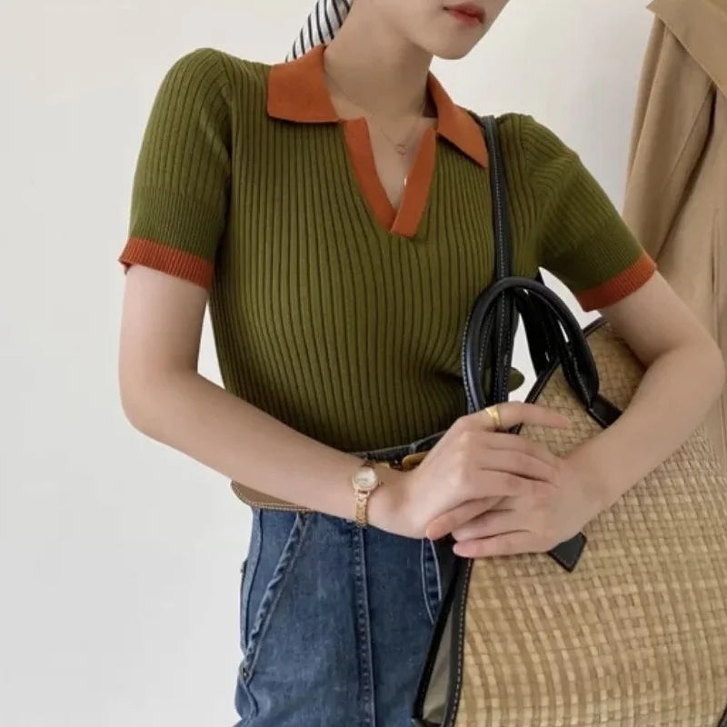 Tarmila Top | Casual Gebreide Top met V-Hals