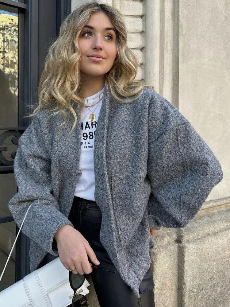 Ophelia | Oversized damesjas Top Coat Lange mouwen Verborgen knopen