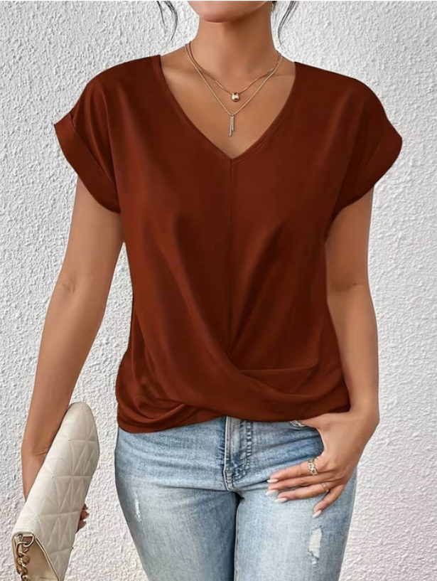 Aurelia | Casual Gedrapeerde V-Hals Blouse voor Dames