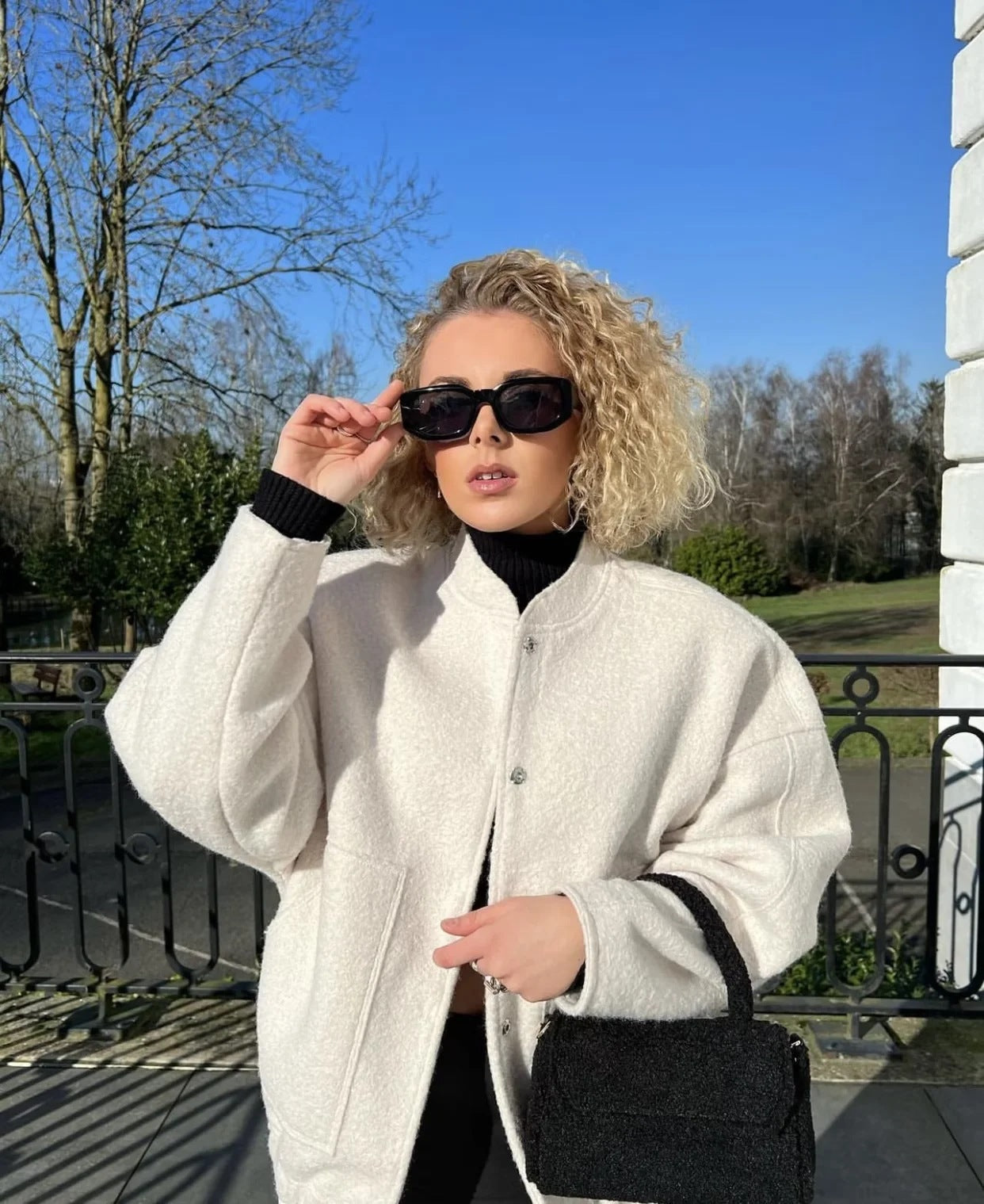 Ophelia | Oversized damesjas Top Coat Lange mouwen Verborgen knopen