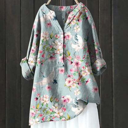 Woubina Blouse | Vrouwen Bloemen Button-Up Lange Mouw Top