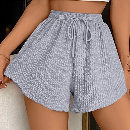 Korte broek met trekkoord en wijde pijpen