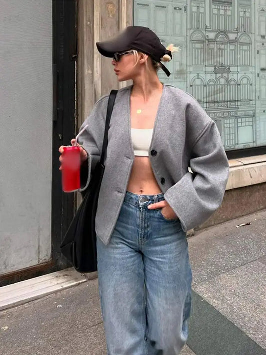 Sally | Chique retro streetwear jas voor dames met dubbele knoopsluiting