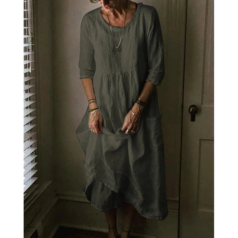 Zomerse midi-jurk met halflange mouwen en verfijnde styling