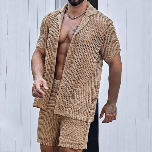 2-delige opengewerkte gebreide zomeroutfit - Jahmir