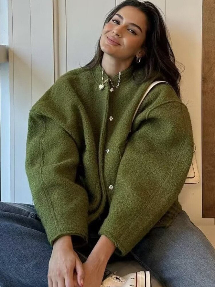Ophelia | Oversized damesjas Top Coat Lange mouwen Verborgen knopen
