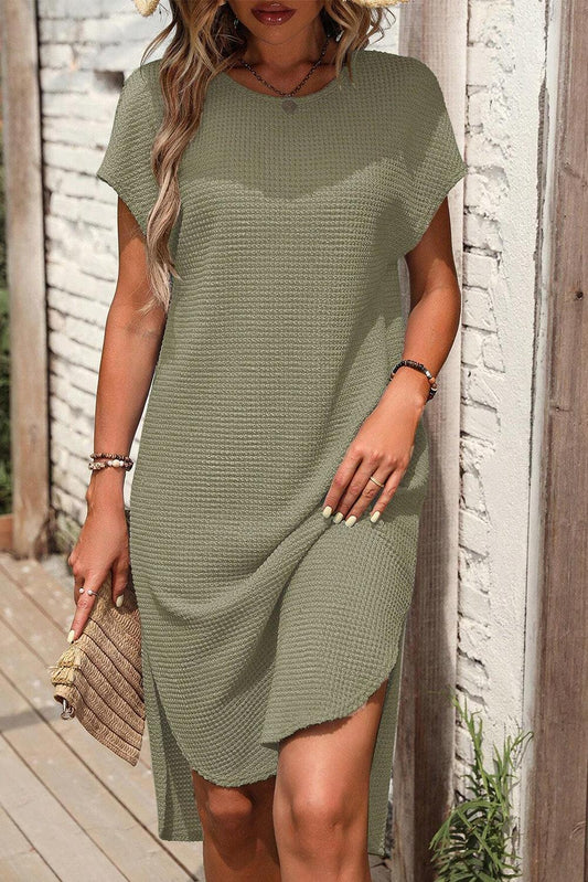T-shirt Jurk - Afgeronde Zoom & Split Opzij voor Gemakkelijke Beweging