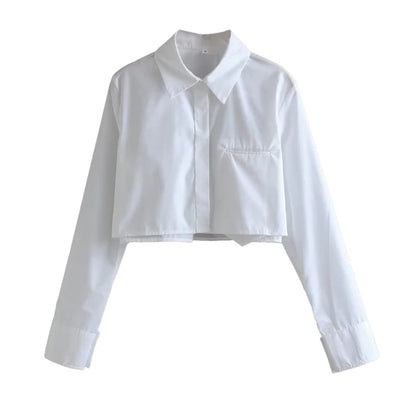 IRENE | Dames cropped blouse met lange mouwen