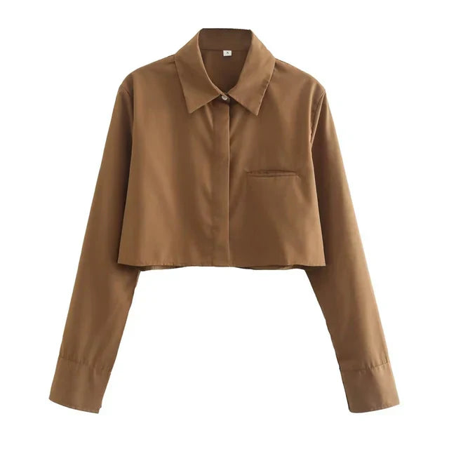 IRENE | Dames cropped blouse met lange mouwen