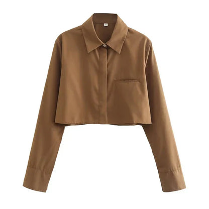 IRENE | Dames cropped blouse met lange mouwen