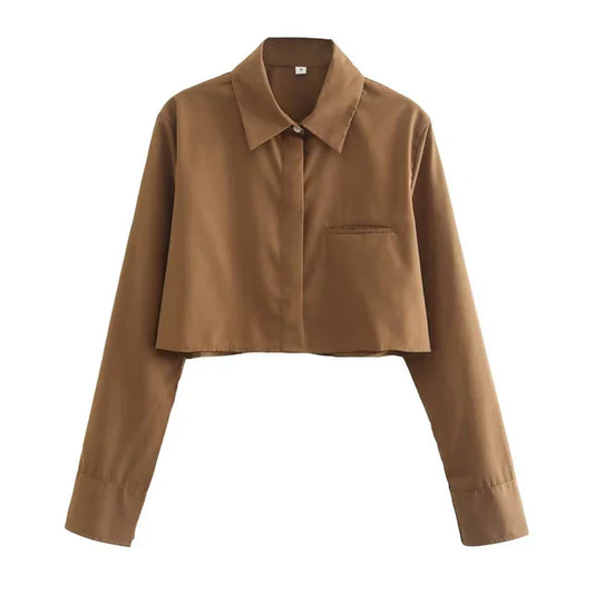 IRENE | Dames cropped blouse met lange mouwen