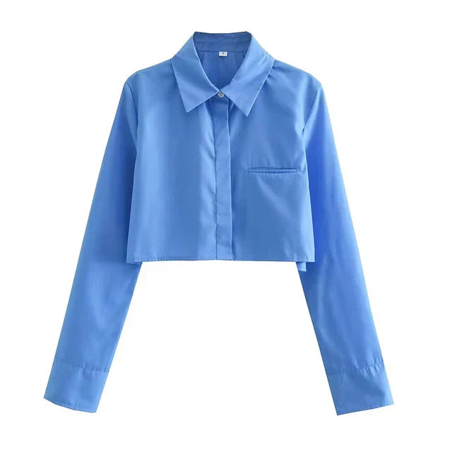 IRENE | Dames cropped blouse met lange mouwen