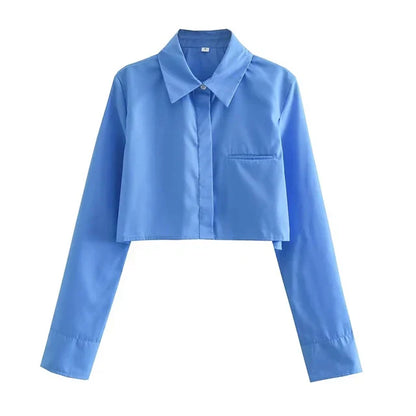 IRENE | Dames cropped blouse met lange mouwen