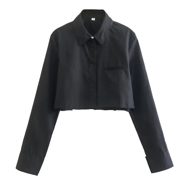 IRENE | Dames cropped blouse met lange mouwen