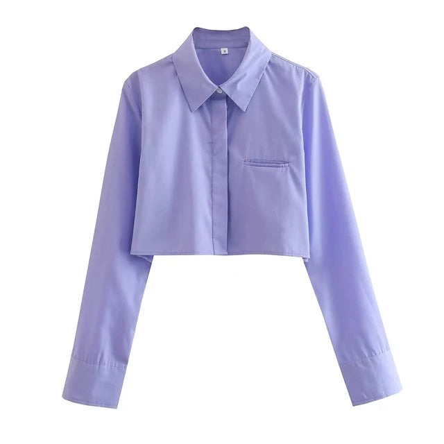 IRENE | Dames cropped blouse met lange mouwen